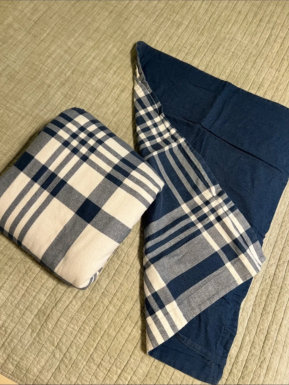 🔥🔥BROOKS BROTHERS Plaid Duvet Set — blue and white
